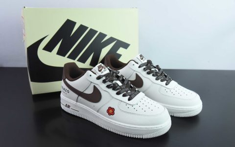 耐克NIke Air Force 1 ’07 Low KENZO联名白棕小花空军一号低帮休闲板鞋纯原版本 货号：FC-918833