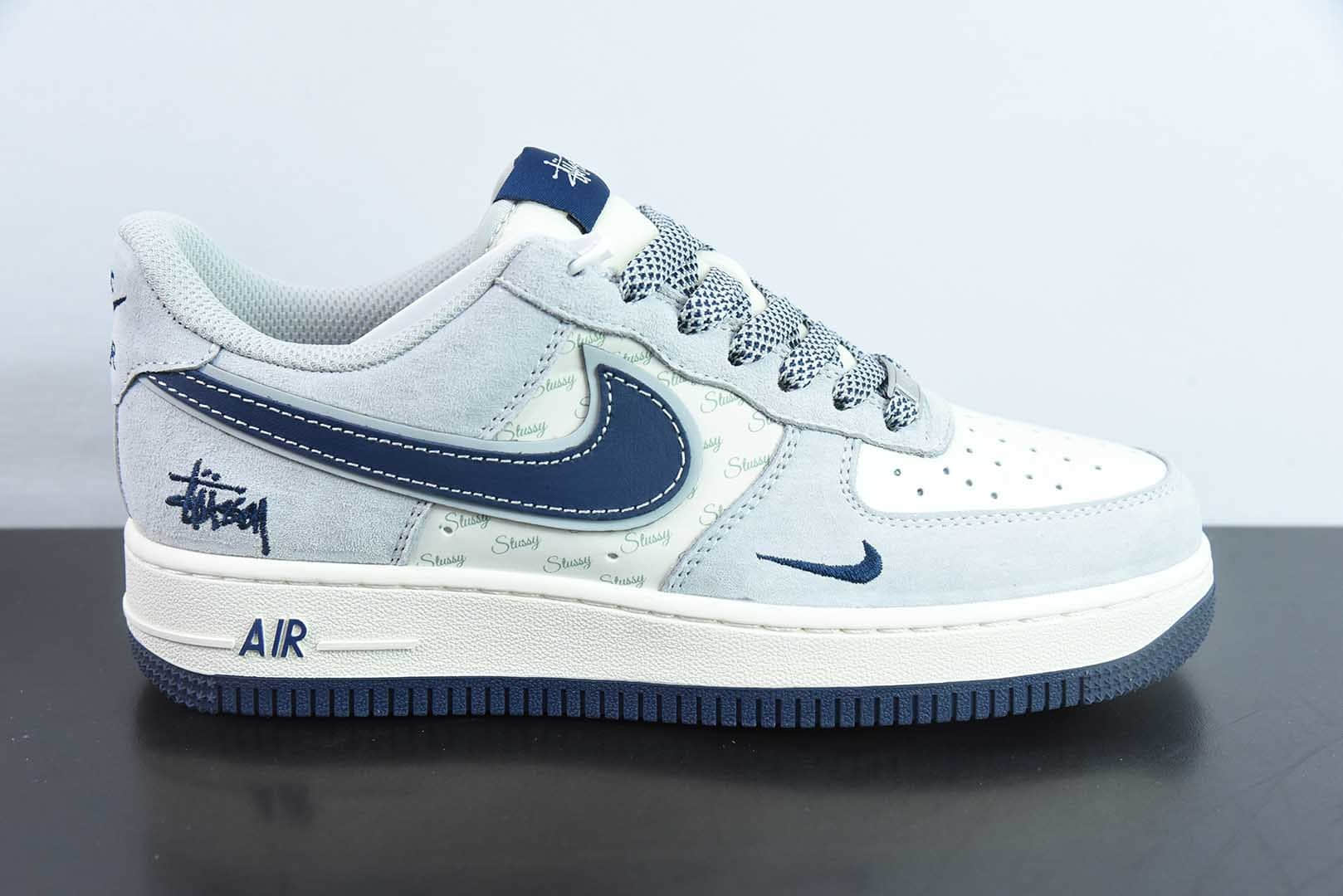 耐克Nike Air Force 1´07 Low 斯图西联名灰蓝英文空军一号低帮百搭休闲运动板鞋纯原版本 货号： XZ3318-088