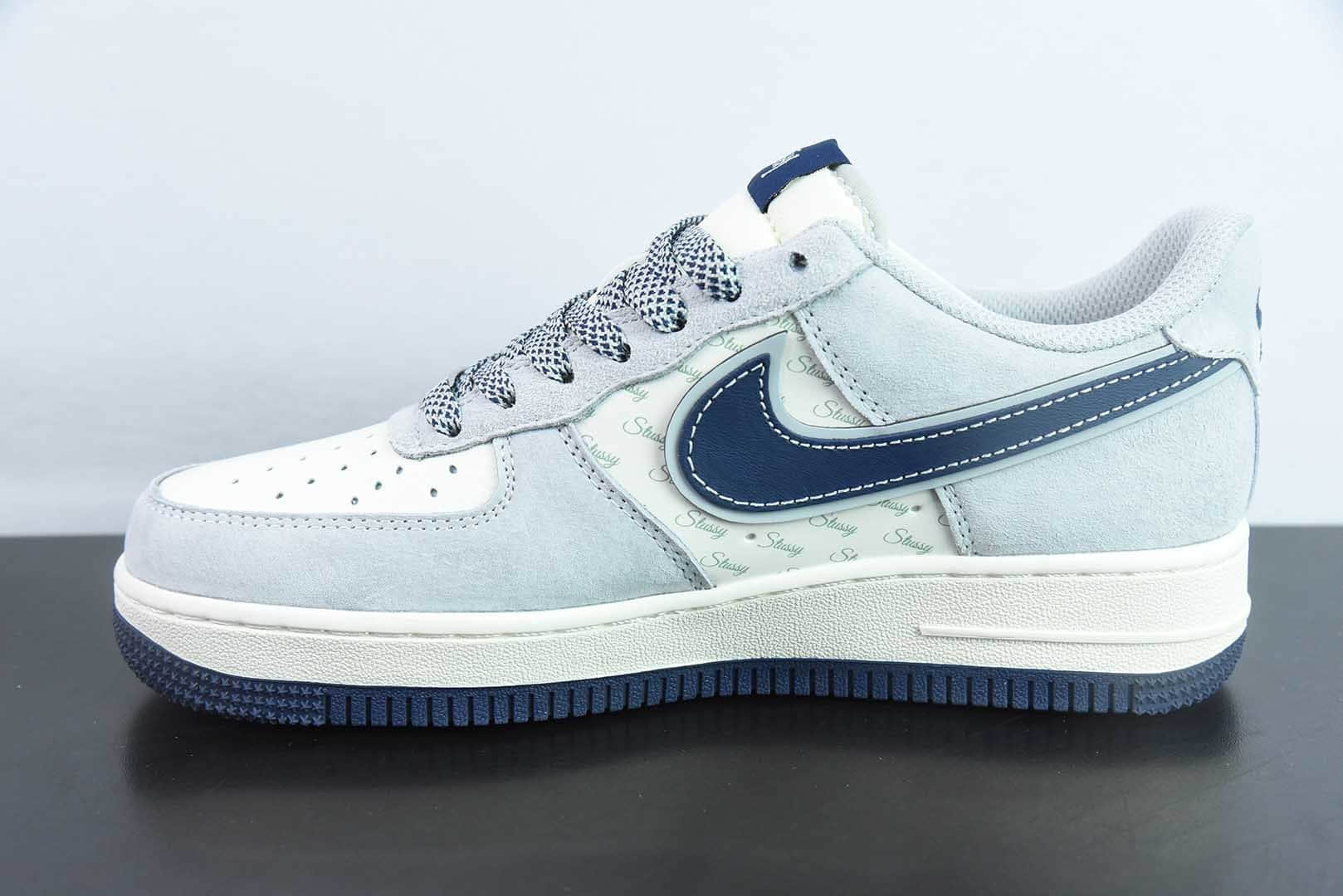 耐克Nike Air Force 1´07 Low 斯图西联名灰蓝英文空军一号低帮百搭休闲运动板鞋纯原版本 货号： XZ3318-088
