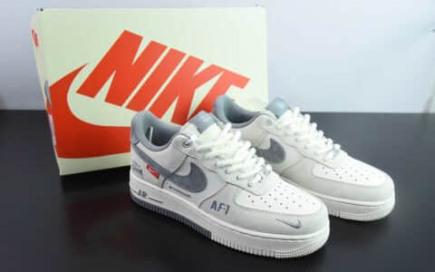 耐克Nike Air Force 1 AF1灰白斯图西刺绣定制版空军一号低帮休闲板鞋纯原版本 货号：SJ6698-024