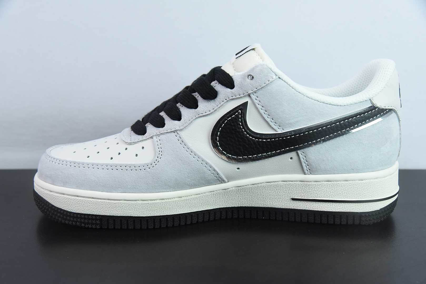 耐克Nike Air Force 1 AF1灰白黑银边北面印花定制版空军一号低帮休闲板鞋纯原版本 货号：XZ6188-916