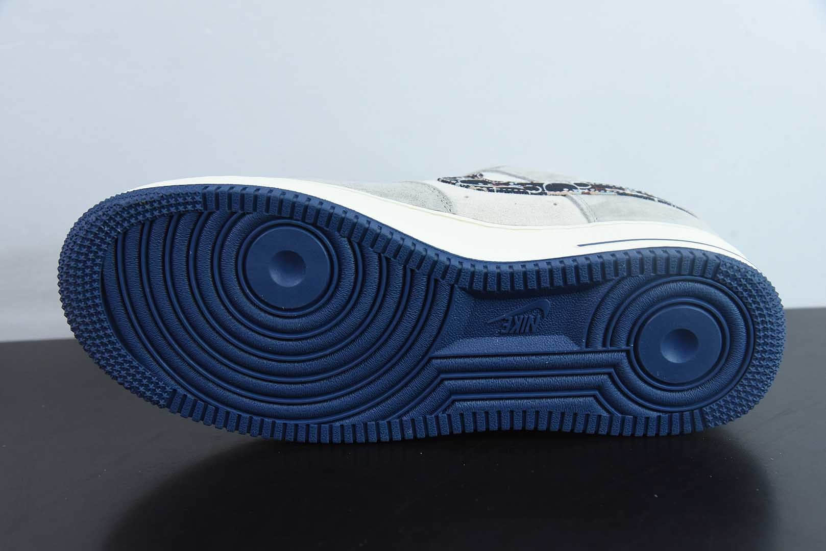 耐克Nike Air Force 1'07 Low 迪奥联名灰蓝鬼脸空军一号低帮休闲板鞋纯原版本 货号：KK1988-044 