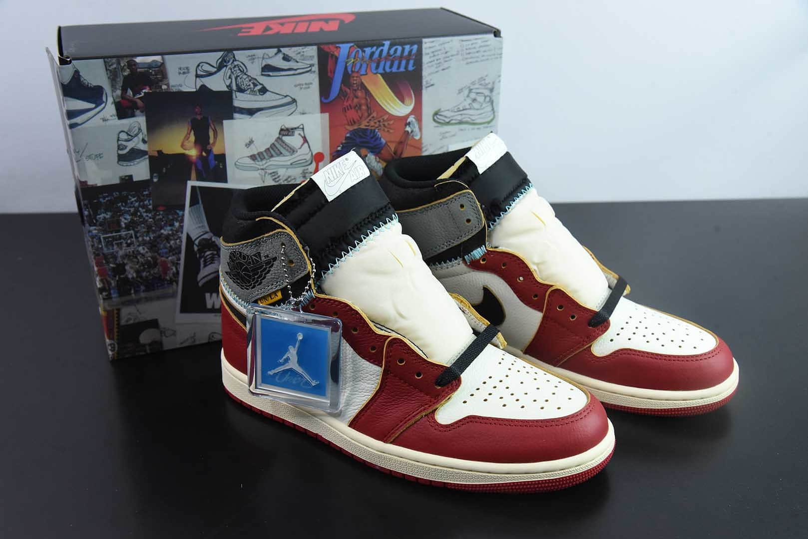 乔丹Union x Air Jordan 1 Retro High AJ1乔1影子芝加哥高帮篮球鞋纯原版本 货号：HV8563-600 