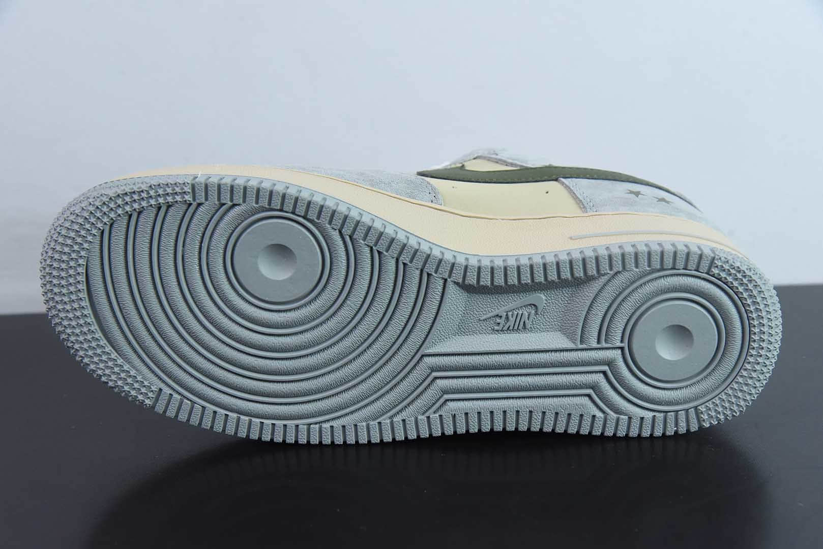 耐克Nike Air Force 1 '07 Low “斯图西联名橄榄绿五角星”空军一号低帮休闲板鞋纯原版本 货号：KK1988-034