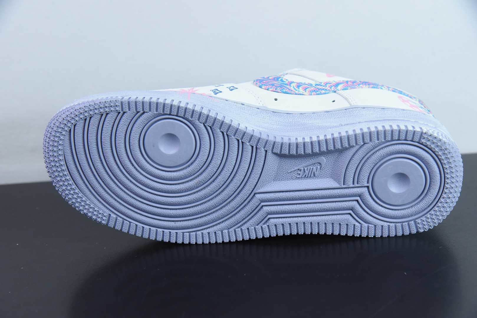 耐克Nike Air Force 1'07 Low Double Hearts 二次元手绘涂鸦粉蓝双心空军一号低帮休闲板鞋纯原版本 货号：CZ0377-002 
