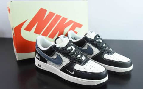 耐克Nike Air Force 1'07 Low 斯图西联名灰蓝黑荔纹空军一号低帮休闲板鞋纯原版本 货号：XZ6188-199