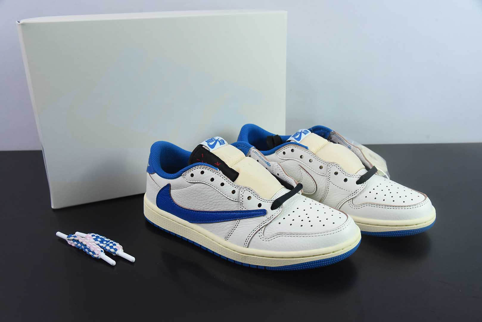 乔丹Air Jordan Travis Scott x Air Jordan AJ1 Low OG SP TS联名AJ1白蓝倒钩低帮文化篮球鞋纯原版本 货号：DM7866 - 104