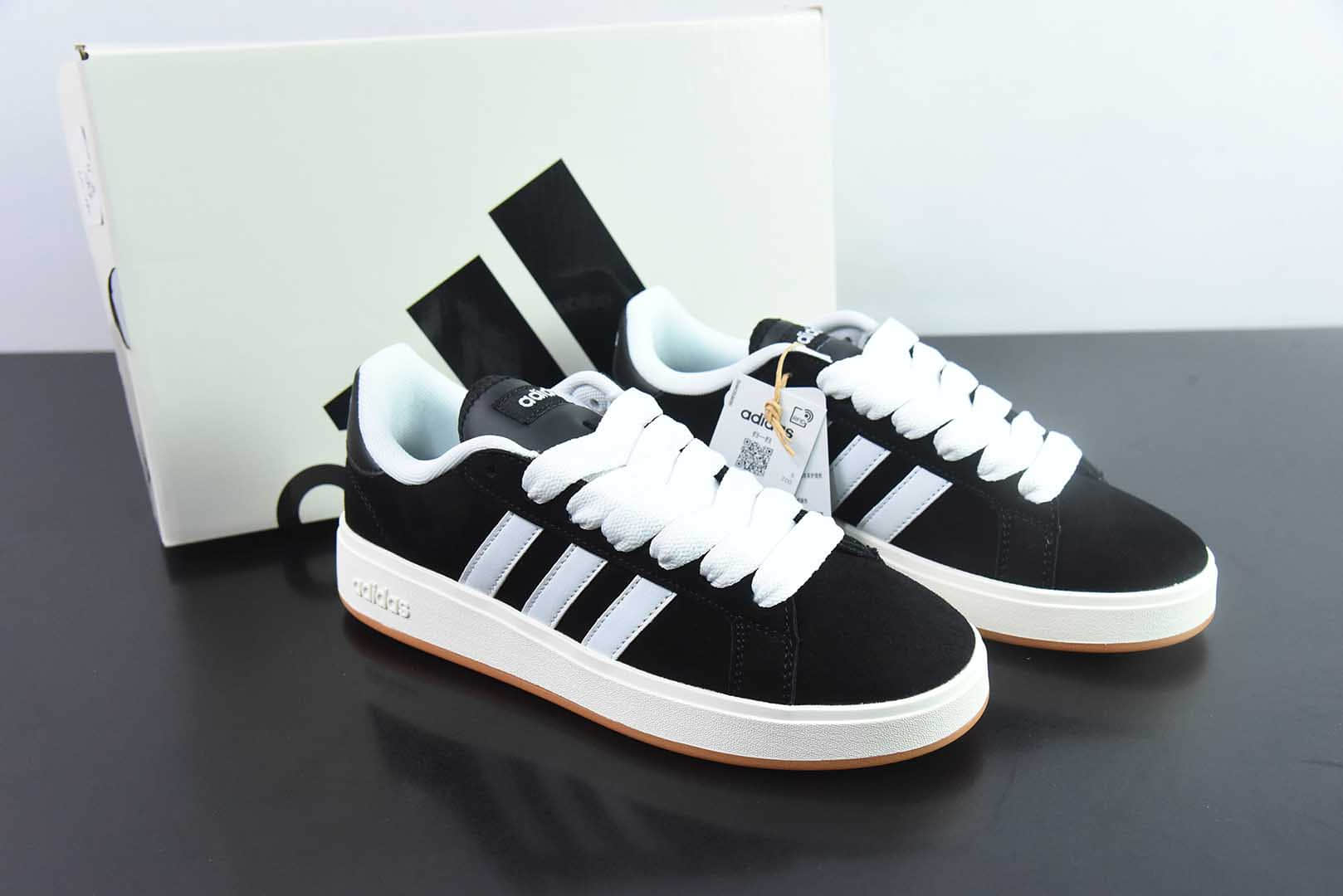 阿迪达斯Adidas GRAND COURTBEAT Base 00S黑白低帮休闲板鞋纯原版本 货号：IH6184