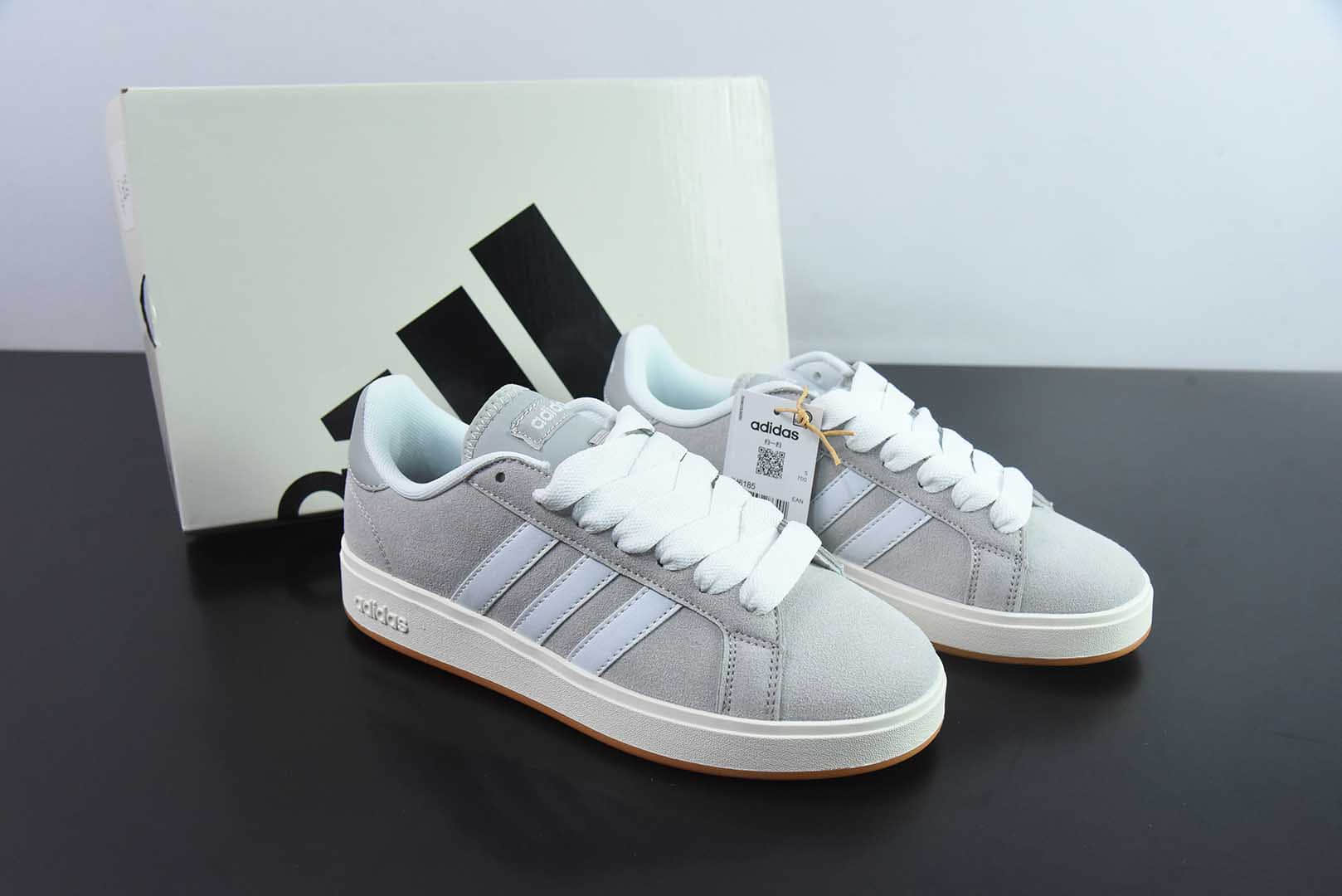 阿迪达斯Adidas GRAND COURTBEAT Base 00S 灰白休闲耐磨低帮板鞋纯原版本 货号：IH6188
