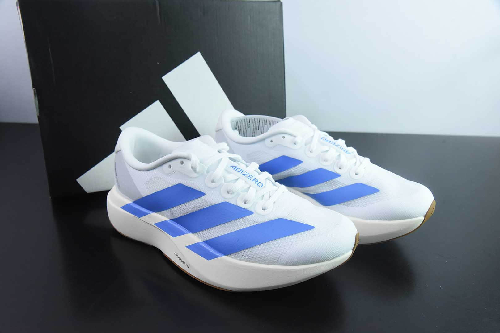 阿迪达斯Adidas Adizero Evo SL阿迪白蓝超轻透气缓震跑鞋纯原版本 货号：JS4454