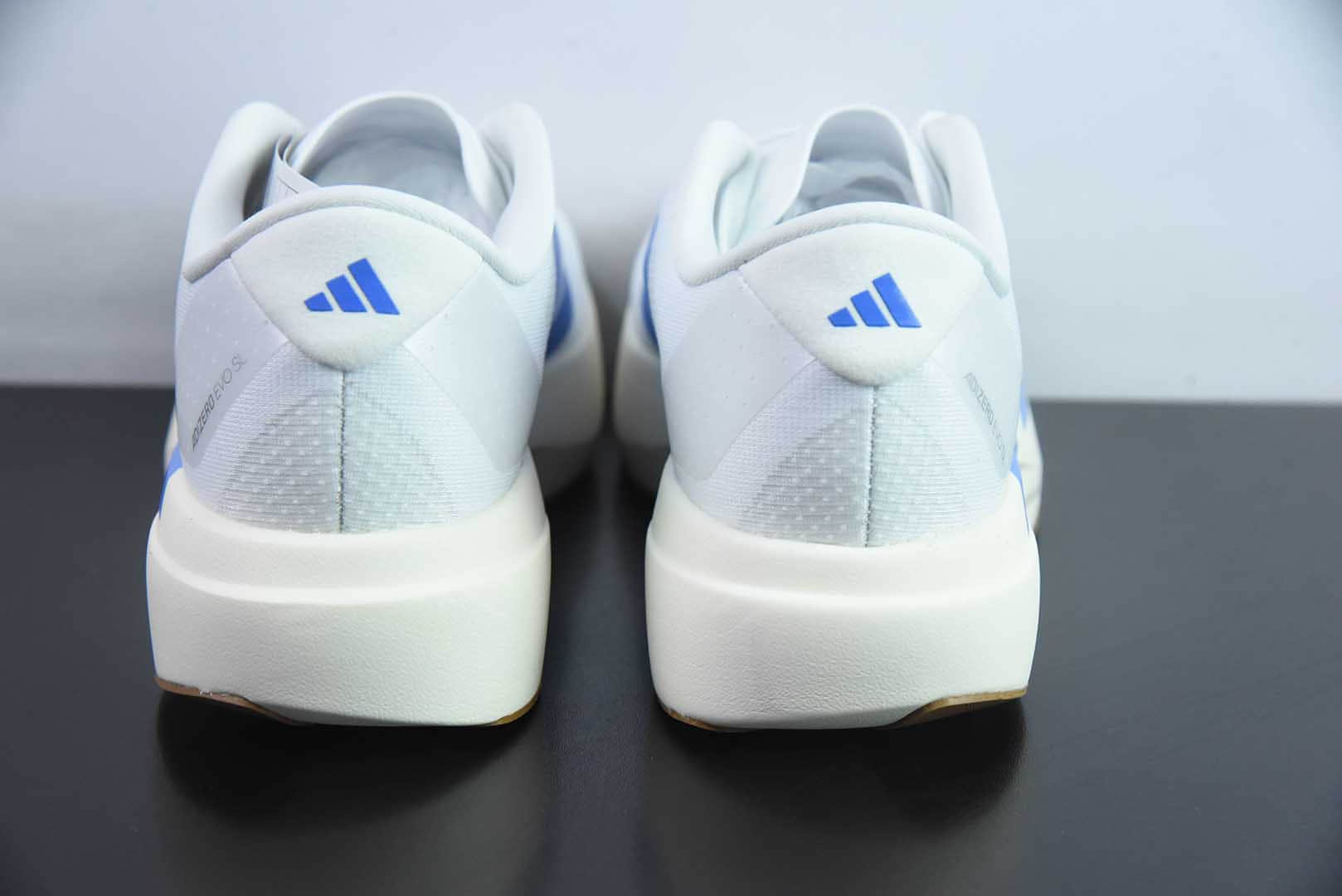 阿迪达斯Adidas Adizero Evo SL阿迪白蓝超轻透气缓震跑鞋纯原版本 货号：JS4454