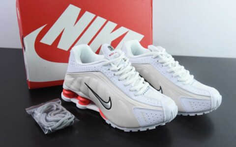 耐克Nike Shox R4 子弹文斯卡特米白红高科技专利气柱弹簧跑步鞋纯原版本 货号：AR3565-103