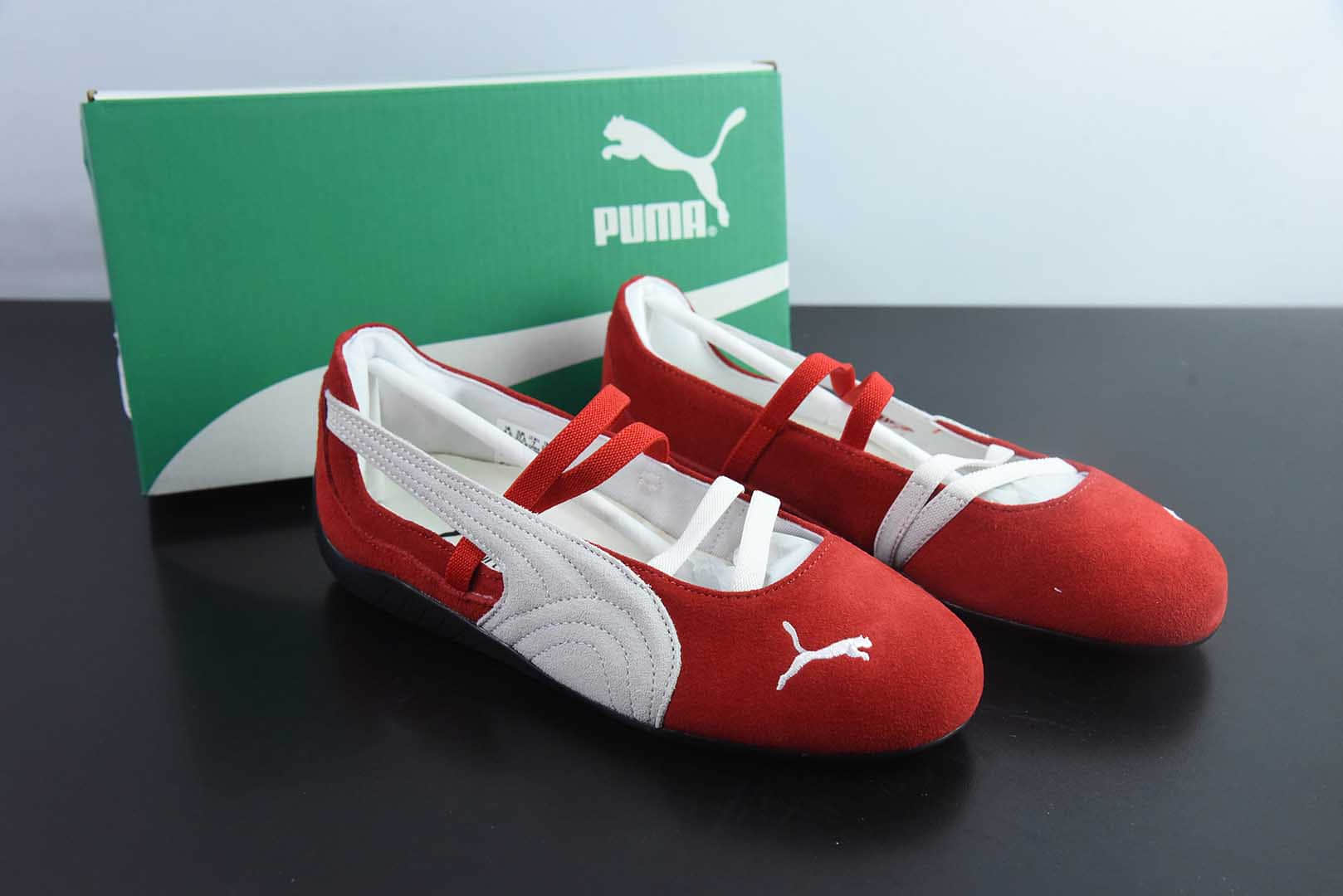 彪马Puma The Open Product x Puma Speedcat 彪马白红低帮生活舞蹈鞋纯原版本 货号：401287-07