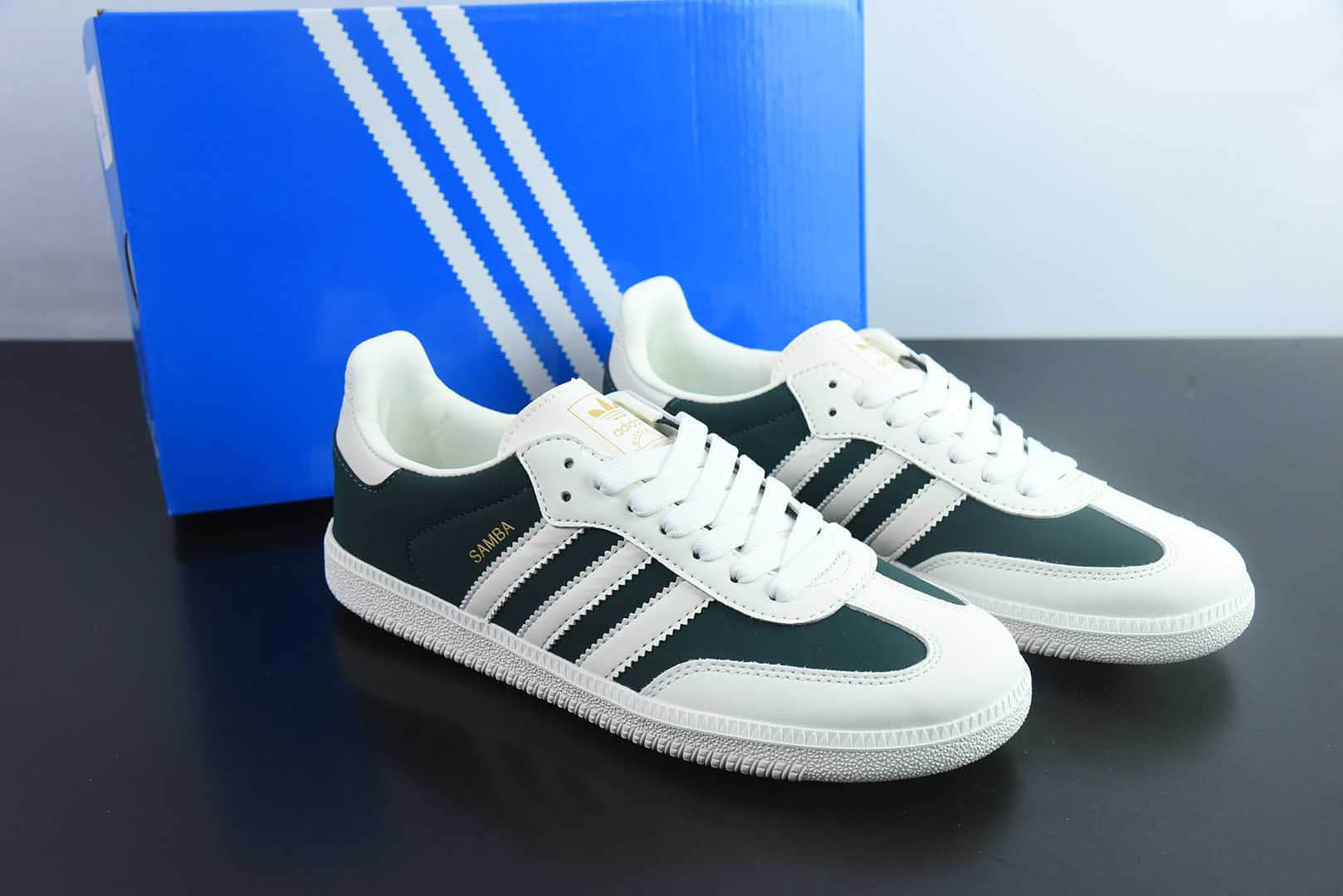 阿迪达斯 Adidas Original Samba OG 三叶草白绿复古桑巴鞋纯原版本 货号：JI3205