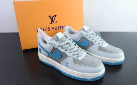 耐克Nike Air Force 1 '07 Low “LV联名灰蓝”空军一号低帮休闲板鞋纯原版本 货号：JJ2508-704
