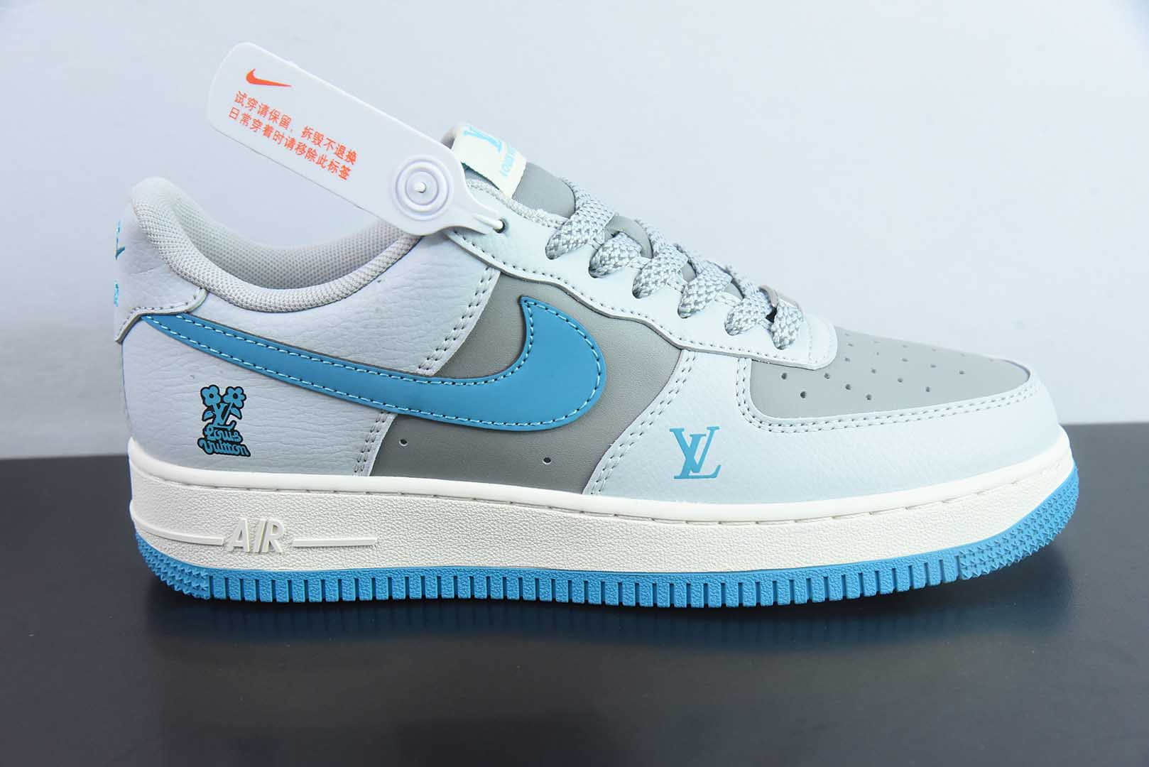 耐克Nike Air Force 1 '07 Low “LV联名灰蓝”空军一号低帮休闲板鞋纯原版本 货号：JJ2508-704
