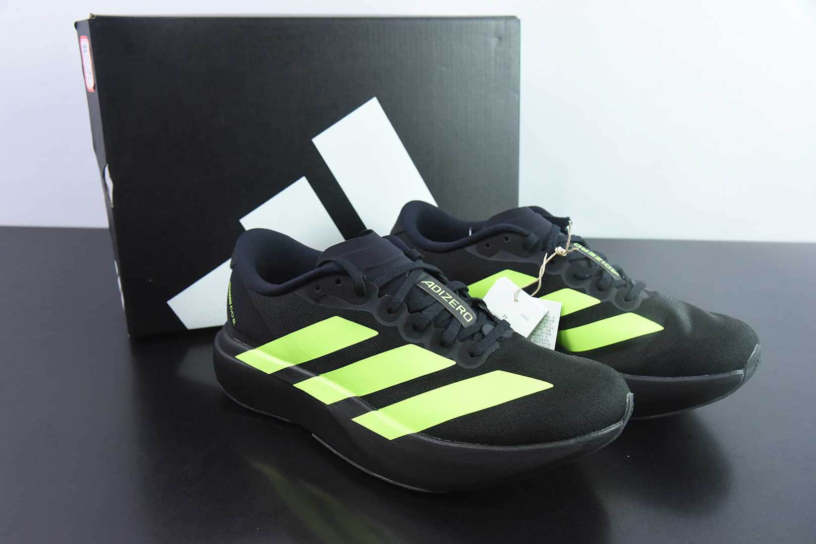 阿迪达斯Adidas Adizero Evo SL阿迪黑绿超轻透气缓震跑鞋纯原版本 货号:JR3420