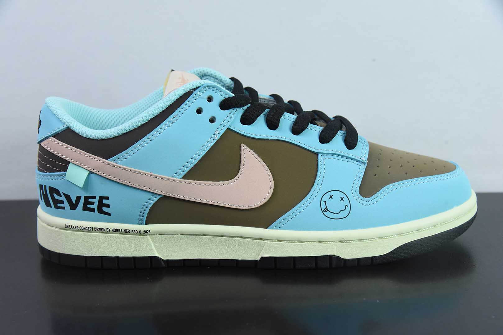 耐克Nike SB Dunk Low 笑脸蓝棕配色SB低帮休闲运动滑板板鞋纯原版本 货号：MU0232-366