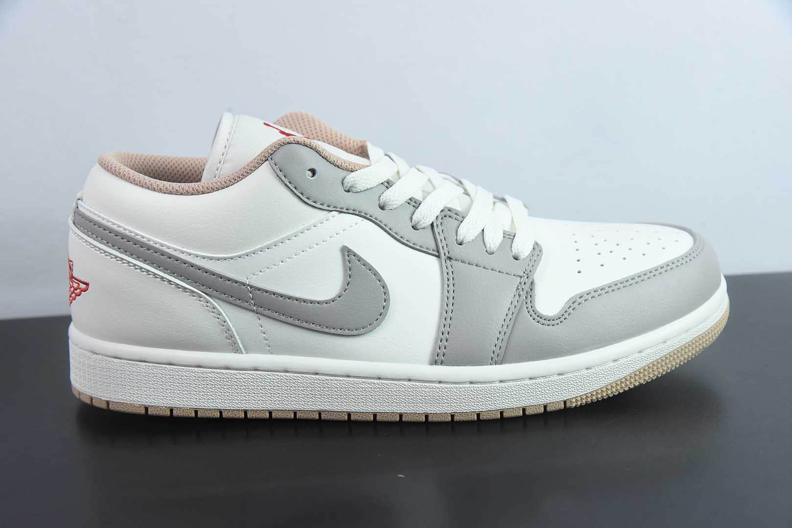 乔丹Air Jordan AJ1 Low AJ1乔1米灰红低帮休闲板鞋纯原版本 货号：553558-169