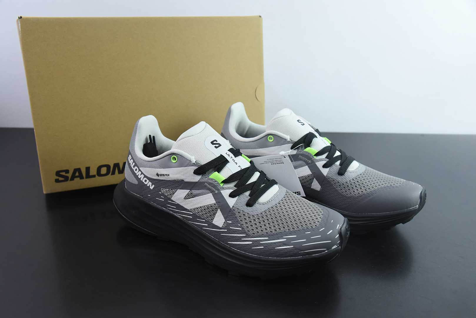 萨洛蒙SALOMON ULTRA FLOW GORE-TEX 男款灰黑色舒适时尚防滑耐磨低帮越野跑步鞋纯原版本 货号：476927