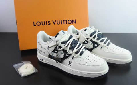 耐克Nike Air Force 1 '07 Low “LV联名白深蓝抽绳”空军一号低帮休闲板鞋纯原版本 货号：DM6868-098