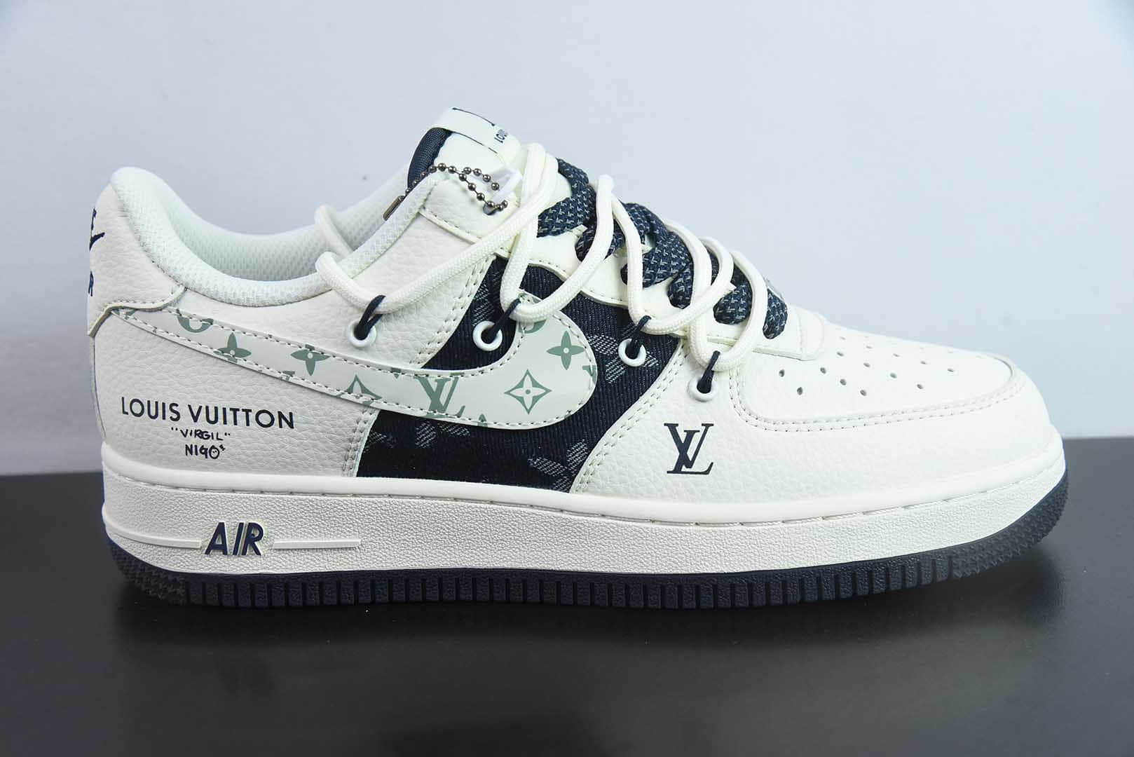 耐克Nike Air Force 1 '07 Low “LV联名白深蓝抽绳”空军一号低帮休闲板鞋纯原版本 货号：DM6868-098