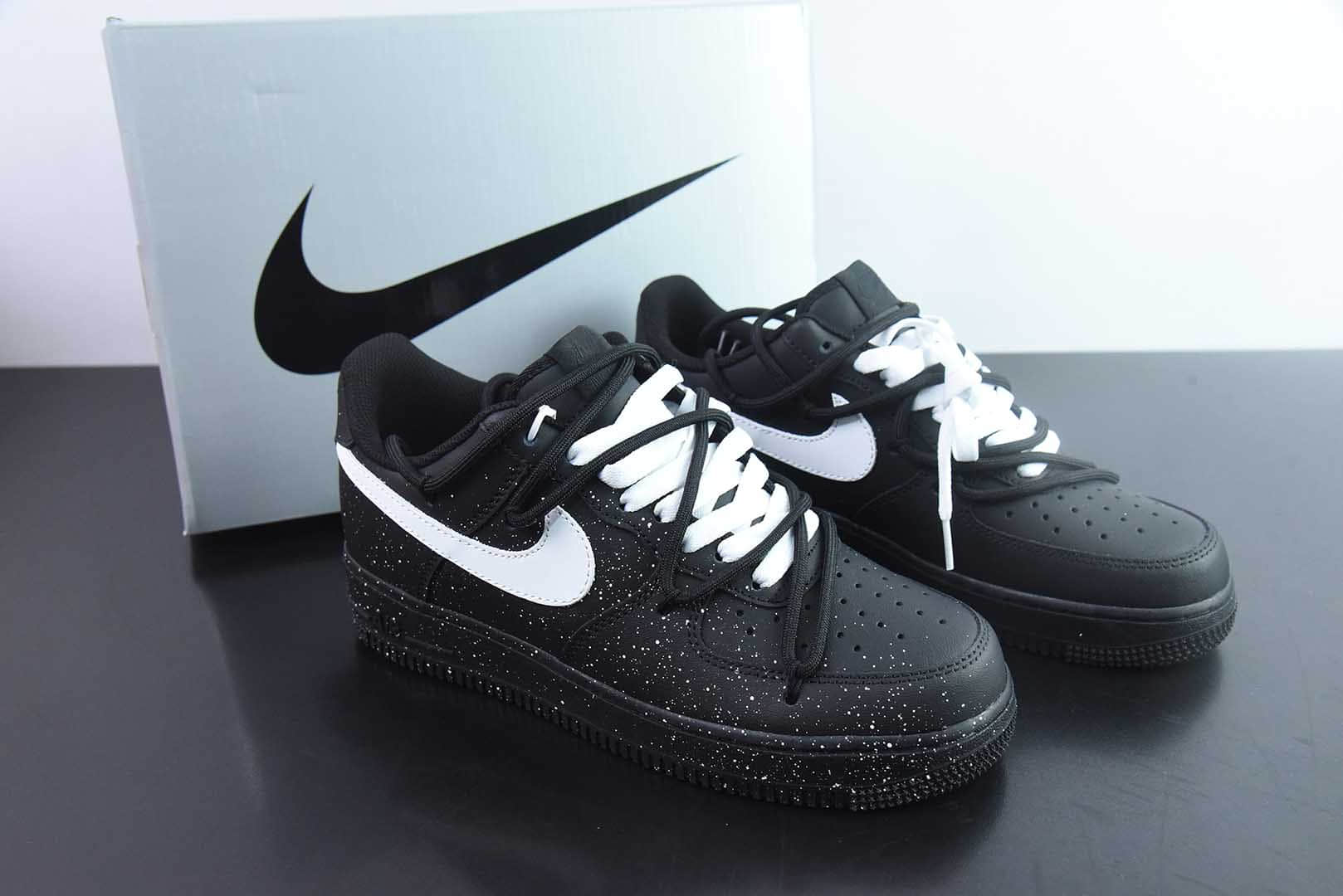 耐克Nike Air Force 1 Low’07 黑色满天星泼墨空军一号低帮休闲板鞋纯原版本 货号：ZH0316-090