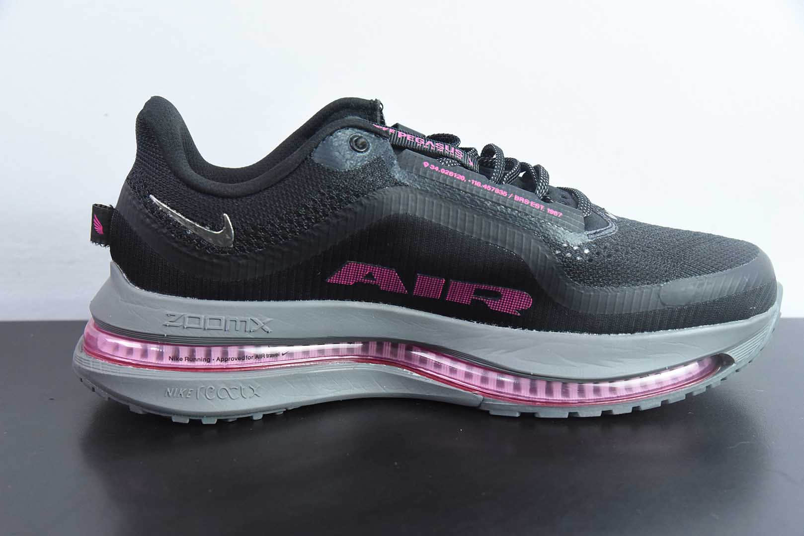 耐克Nike Pegasus Premium Airscape 超级飞马黑粉网面气垫低帮跑步鞋纯原版本 货号：HQ2592-003