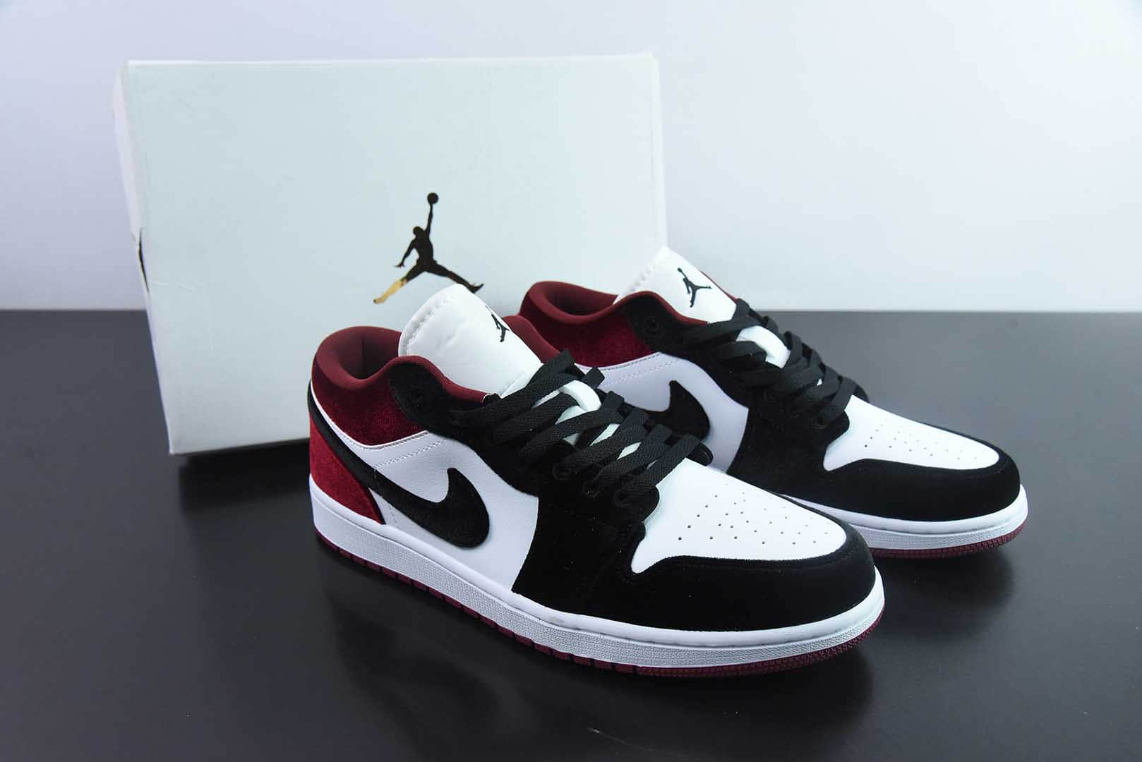 乔丹Air Jordan AJ1 Low AJ1丝绒黑白红低帮复古文化篮球鞋纯原版本 货号：FZ3242-001