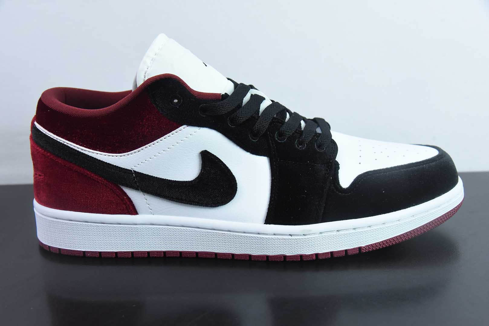 乔丹Air Jordan AJ1 Low AJ1丝绒黑白红低帮复古文化篮球鞋纯原版本 货号：FZ3242-001
