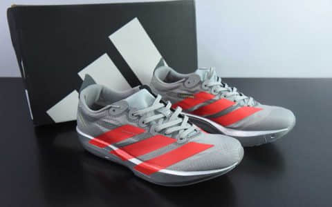 阿迪达斯Adidas Adizero Adios 9 M联名系列灰红低帮轻便透气竞速休闲运动慢跑鞋纯原版本 货号：IH5746