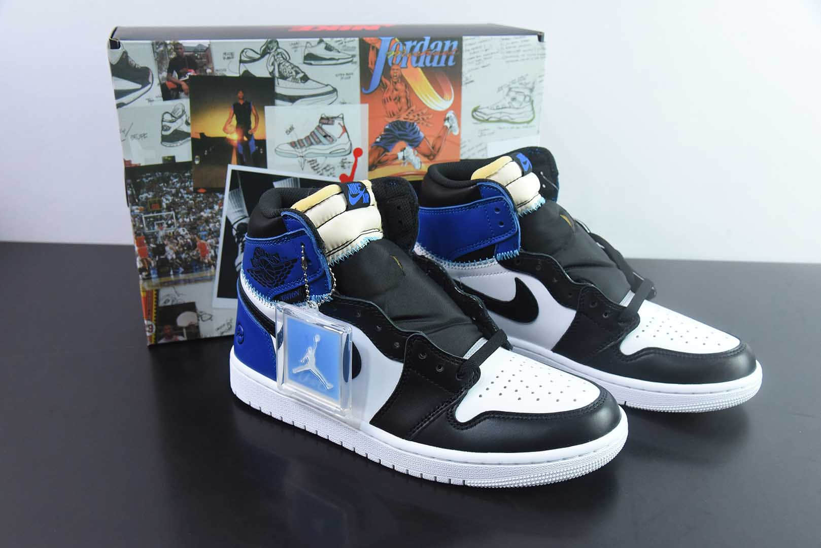 乔丹Fragment x Union x Air Jordan 1 Retro AJ1 乔1全新解构皇家蓝高帮篮球鞋纯原版本 货号：IO7847-001