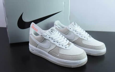 耐克Nike Air Force 1’07 Low 白卡其牛仔布小勾空军一号低帮休闲板鞋纯原版本 货号：ZH0316-092