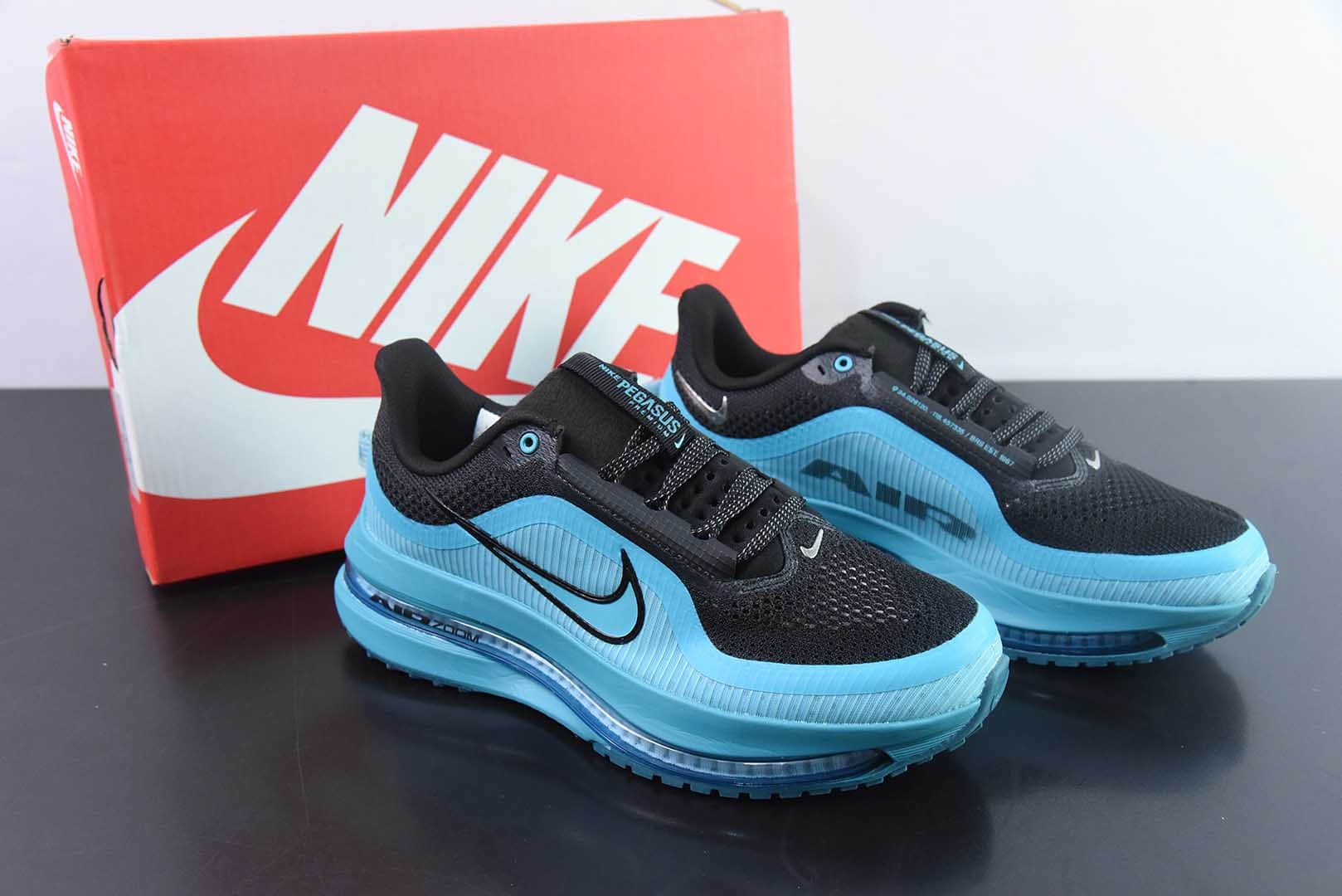 耐克Nike Pegasus Premium Airscape耐克黑蓝网面全掌气垫缓震跑鞋纯原版本 货号：HQ2592-006