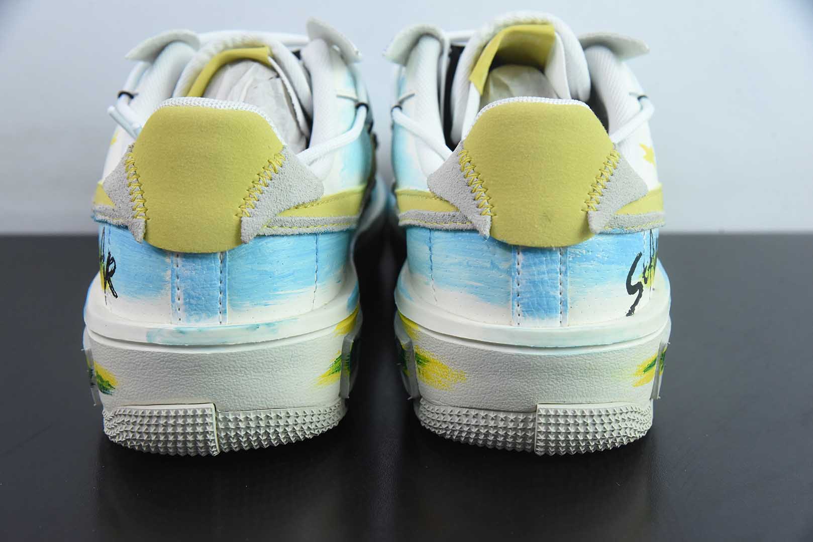 耐克Nike Air Force 1'07 Low Y B Stars 手绘涂鸦黄蓝星星绑绳空军一号低帮休闲板鞋纯原版本 货号：DV6984-011