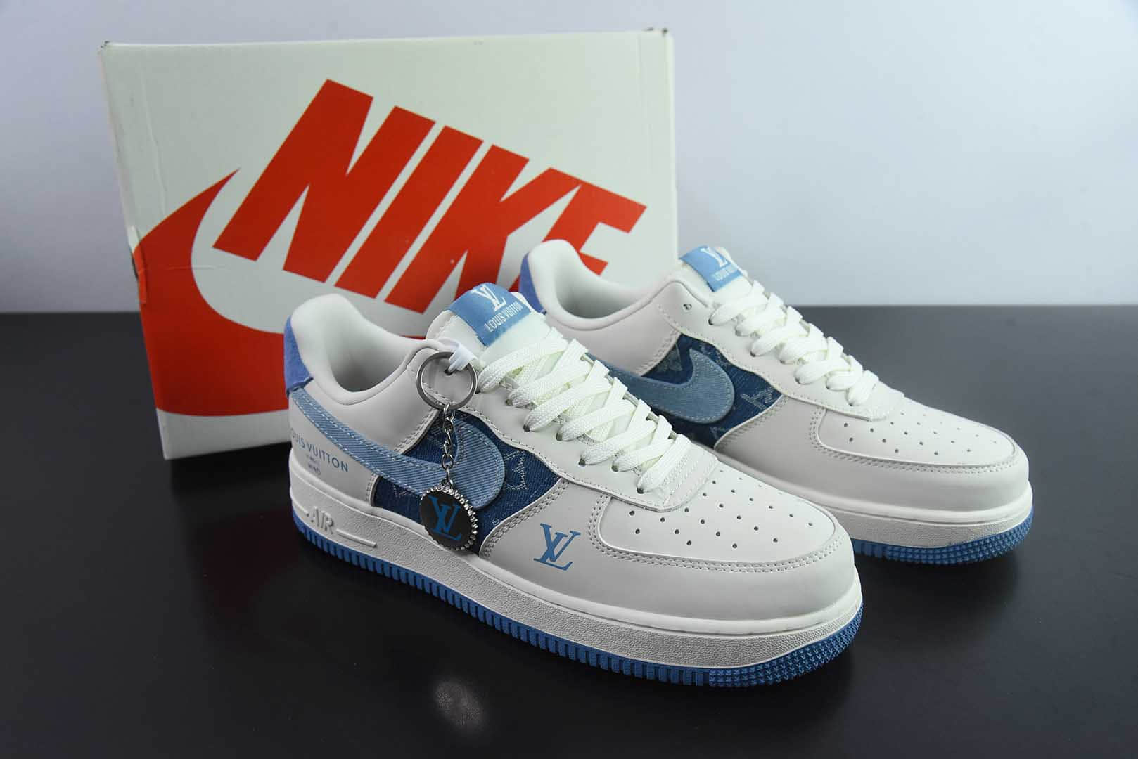 耐克Nike Air Force 1'07 Low LV联名白蓝牛仔布勾空军一号低帮休闲板鞋纯原版本 货号:DF0188-068