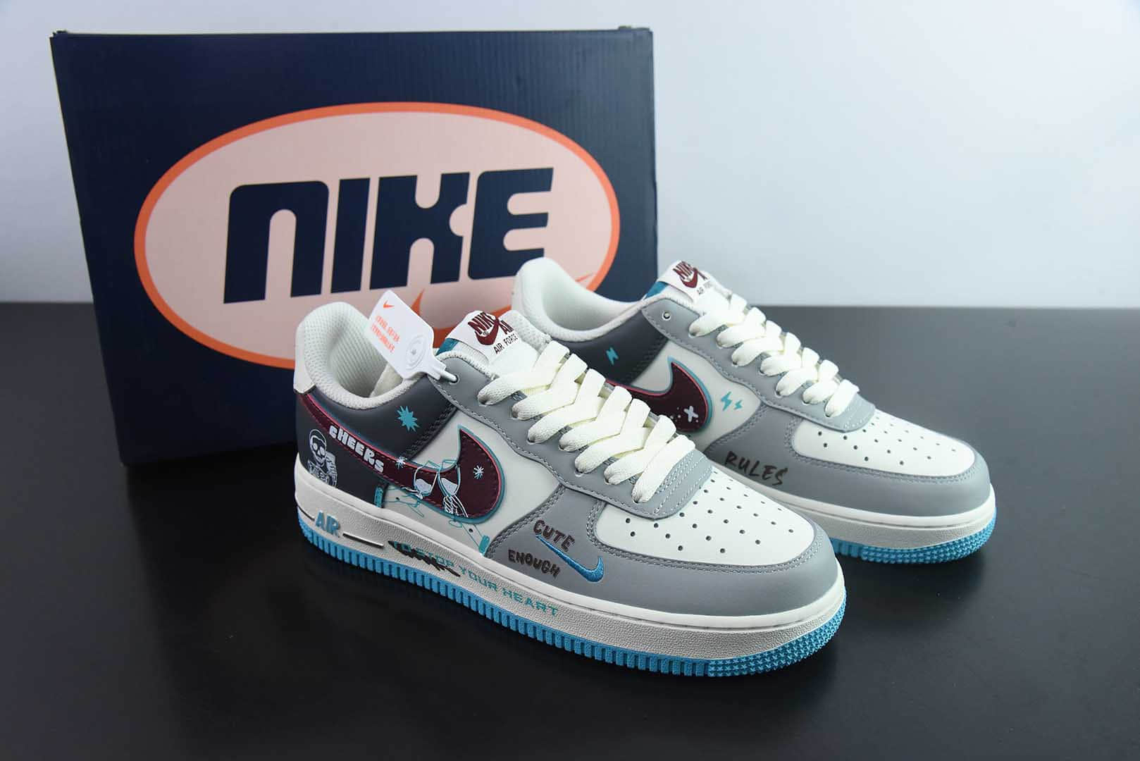 耐克Nike Air Force 1'07 Low Stop Drinking 戒酒骷髅空军一号低帮休闲运动板鞋纯原版本 货号：LJ2288-666