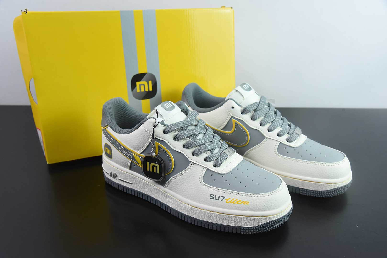 耐克Nike Air Force 1 AF1白灰黄小米SU7印花定制版空军一号低帮休闲板鞋纯原版本 货号：XX3168-201