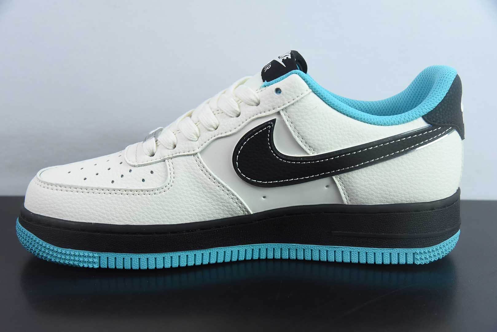 耐克Nike Air Force 1 '07 Low “OFF-WHITE联名黑蓝双拼米黑”空军一号低帮休闲板鞋纯原版本 货号：QW5836-003
