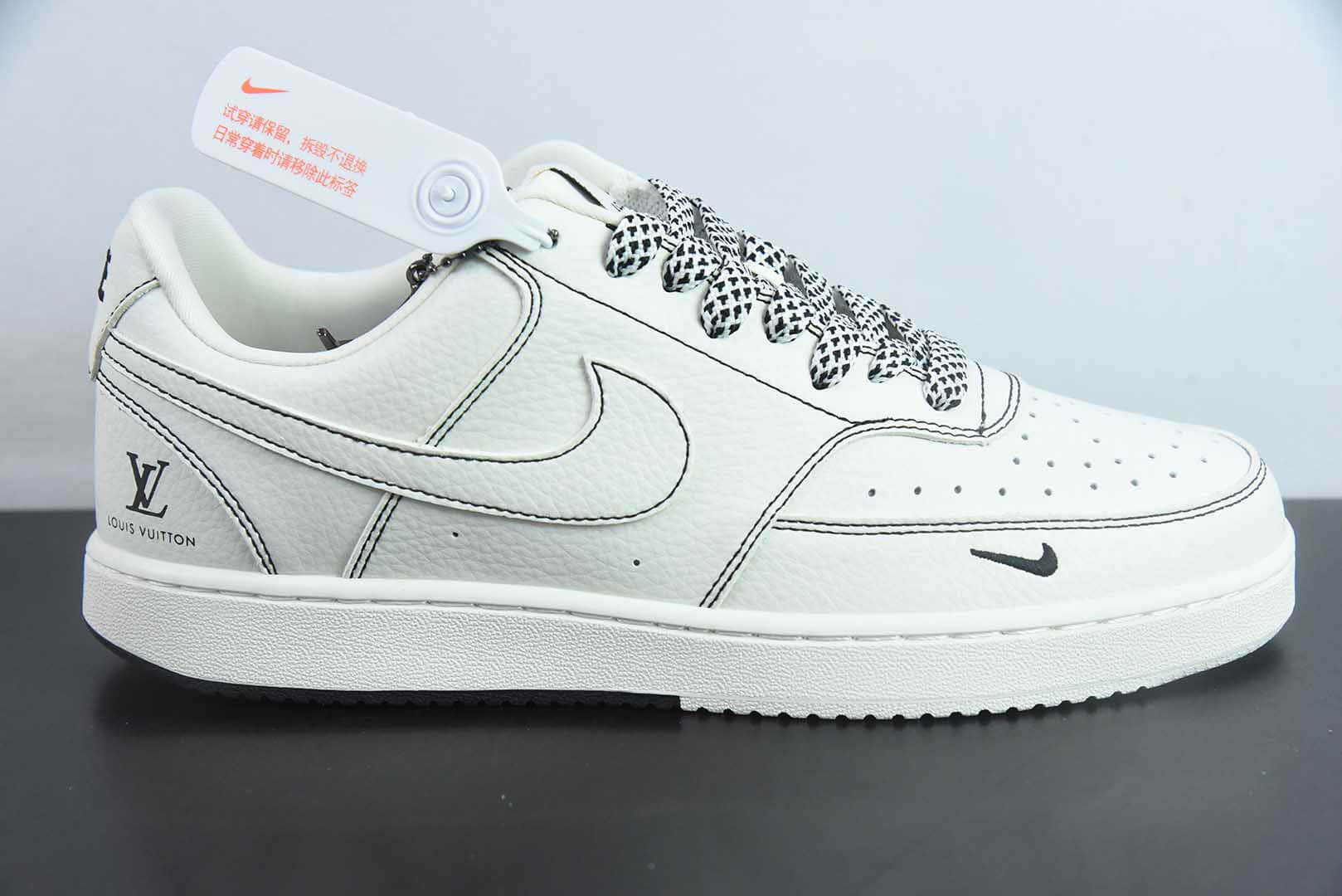 耐克Nike Court Vision 1 LOW LV联名米白双拼黑线空军一号低帮休闲板鞋纯原版本 货号：CS5288-016
