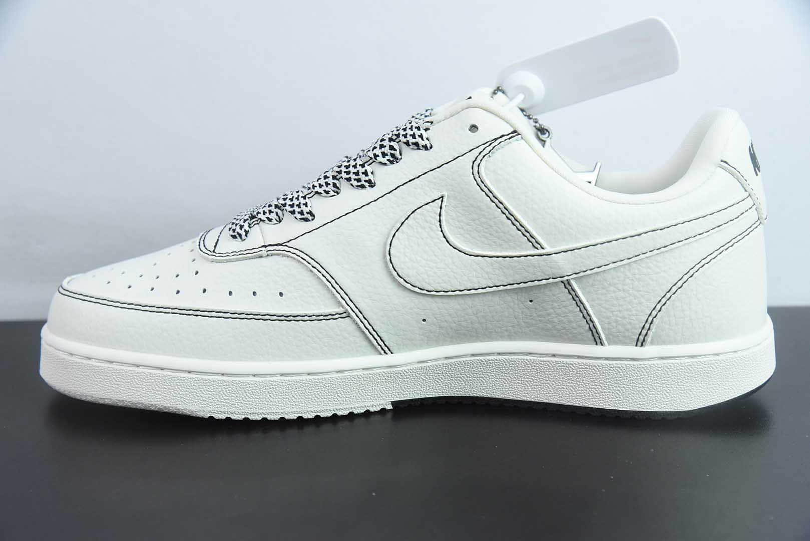 耐克Nike Court Vision 1 LOW LV联名米白双拼黑线空军一号低帮休闲板鞋纯原版本 货号：CS5288-016