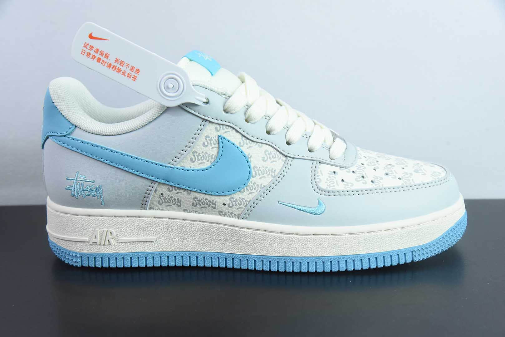 耐克Nike Air Force 1 '07 Low “斯图西联名荧光蓝印花”空军一号低帮休闲板鞋纯原版本 货号：JJ2508-717