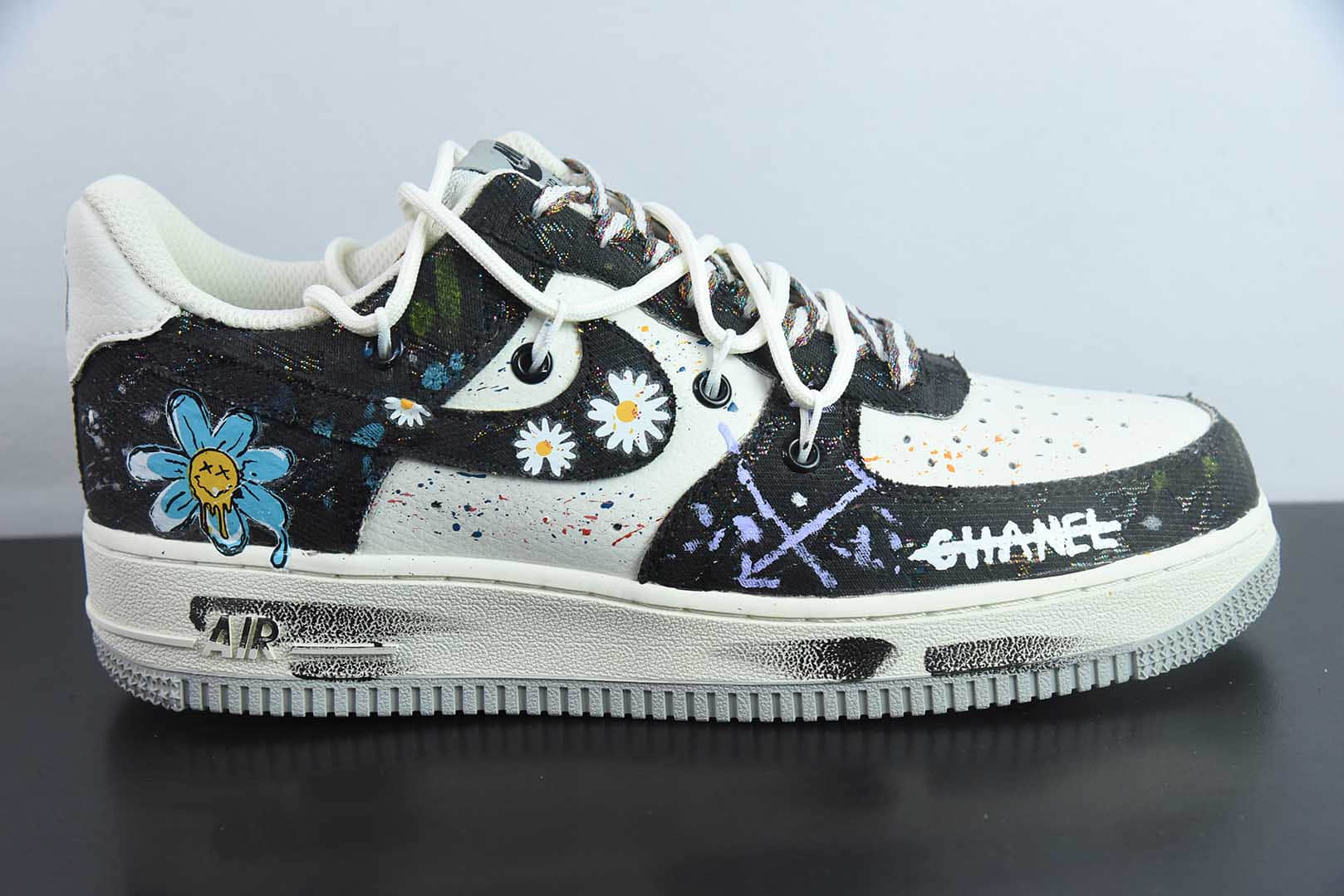 耐克Nike Air Force 1 '07 Low Blue Daisy手绘涂鸦蓝调雏菊空军一号低帮定制板鞋纯原版本 货号:BD7007-333