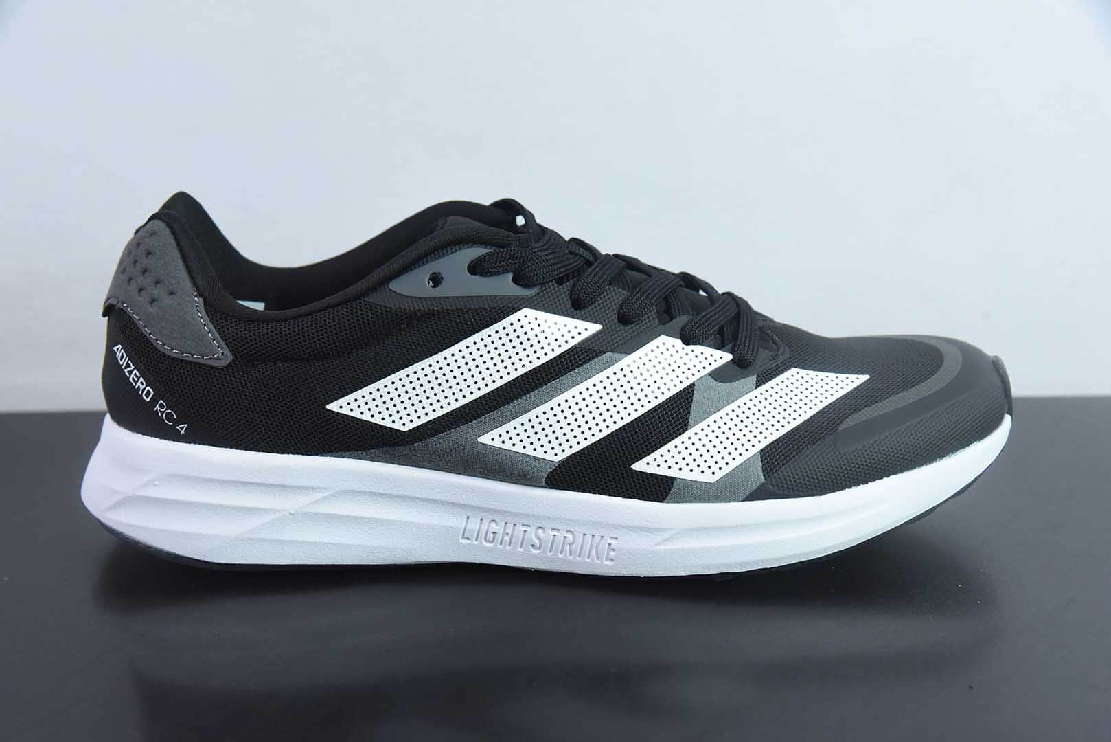 阿迪达斯Adidas Adizero RC 4 阿迪黑白网面透气运动跑鞋纯原版本 货号：GX8153