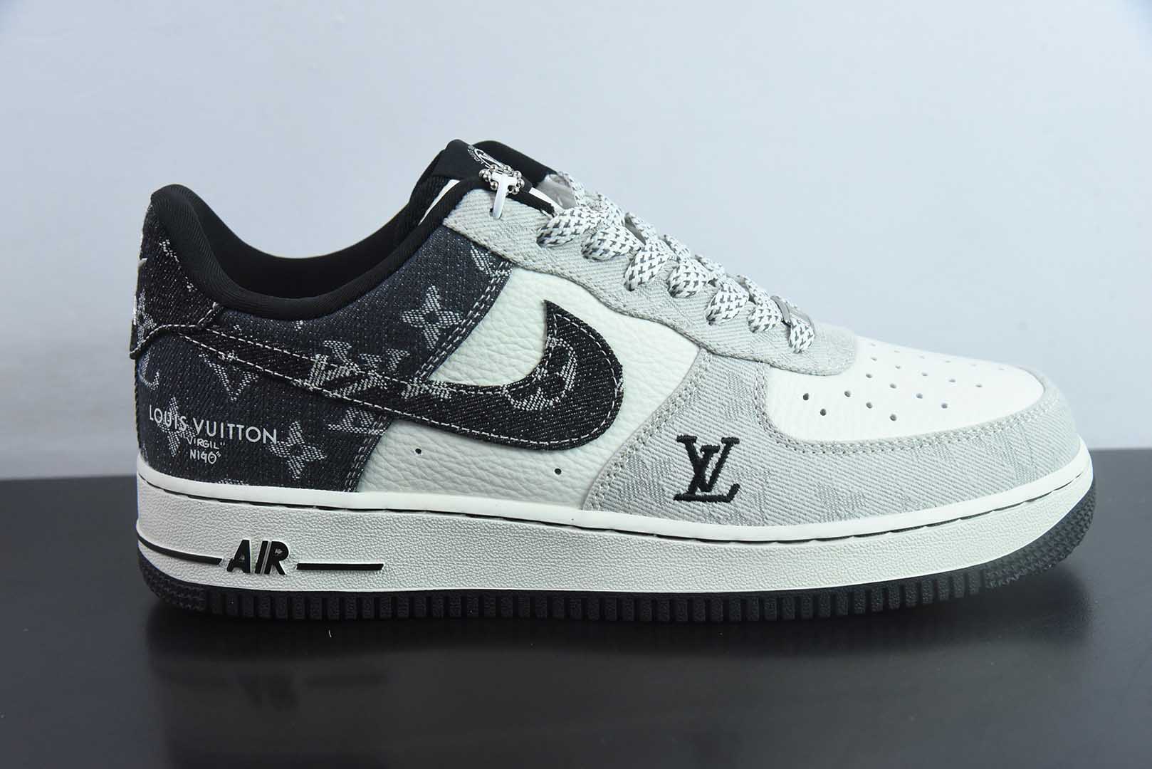 耐克Nike Air Force 1'07 Low LV联名黑白灰拼接牛仔空军一号低帮休闲板鞋纯原版本 货号：SC0601-550