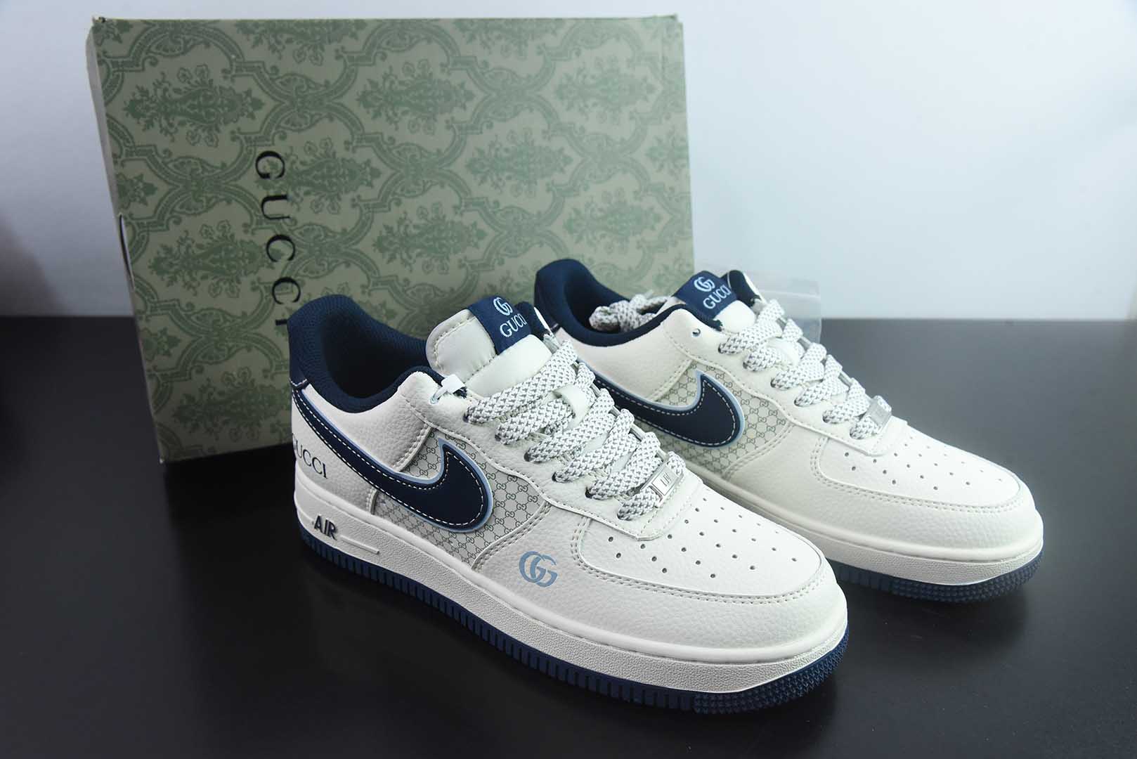 耐克Nike Air Force 1'07 Low 古驰联名花纹蓝勾空军一号低帮休闲板鞋纯原版本 货号：XS1958-564