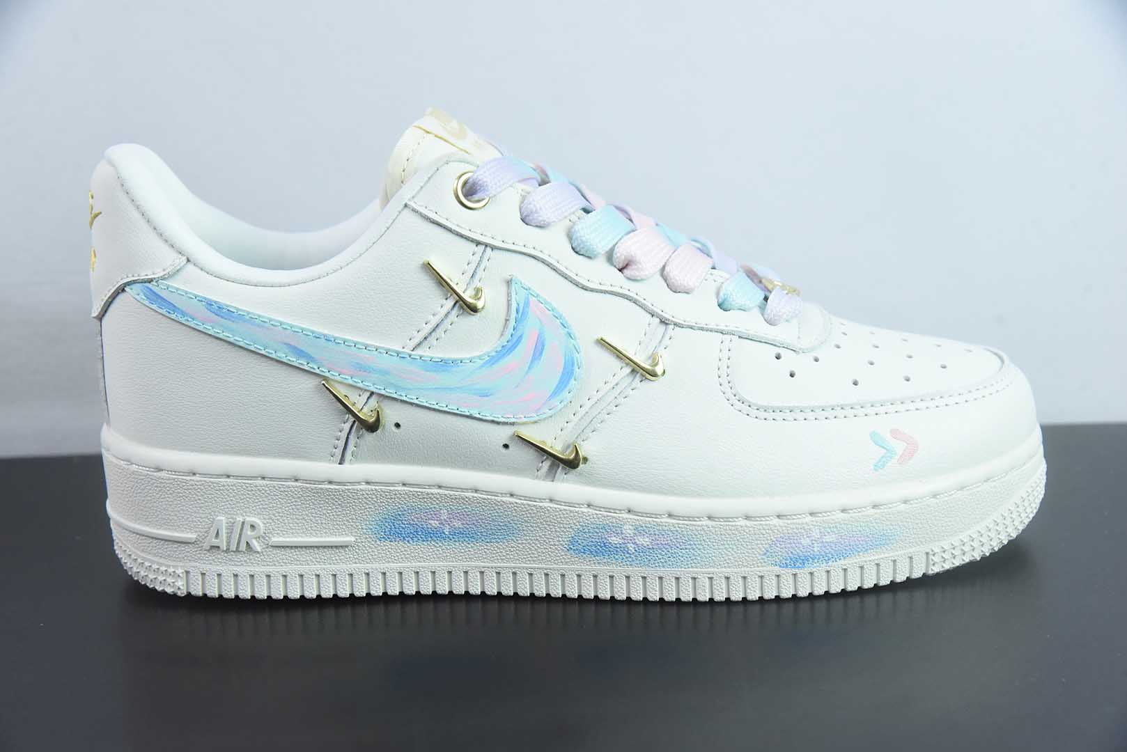 耐克Nike Air Force 1 Low 07 涂鸦白蓝粉四小勾空军一号定制休闲板鞋纯原版本 货号：FV3654-211