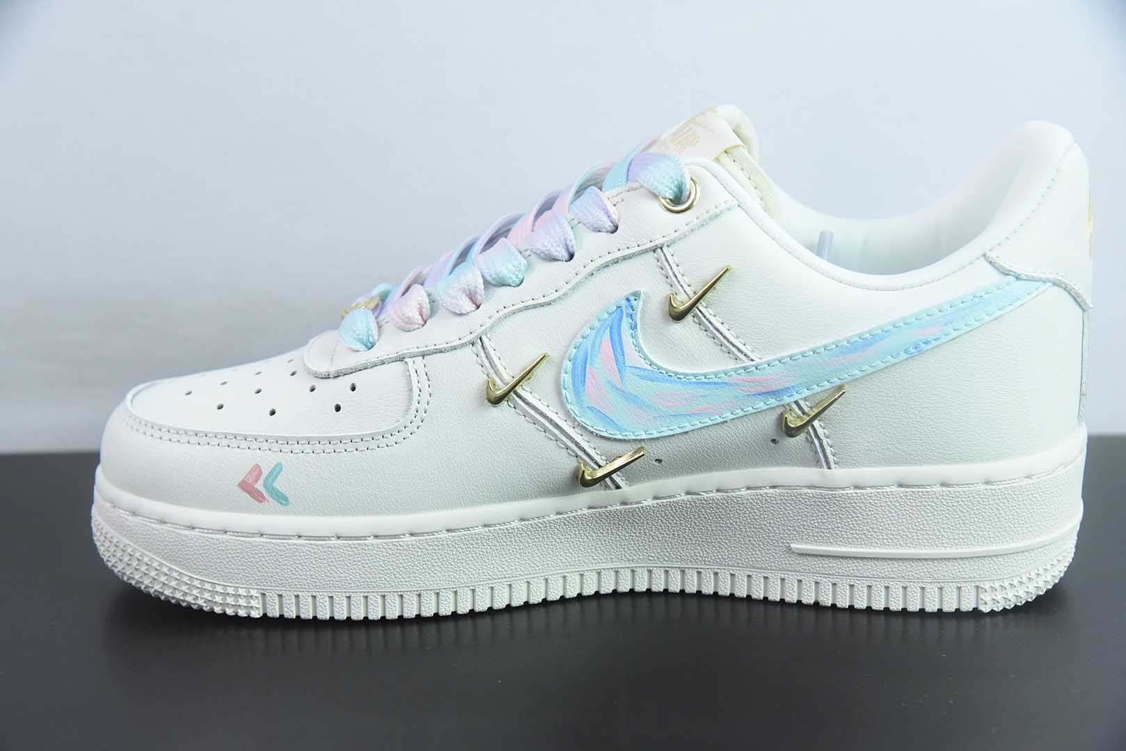 耐克Nike Air Force 1 Low 07 涂鸦白蓝粉四小勾空军一号定制休闲板鞋纯原版本 货号：FV3654-211