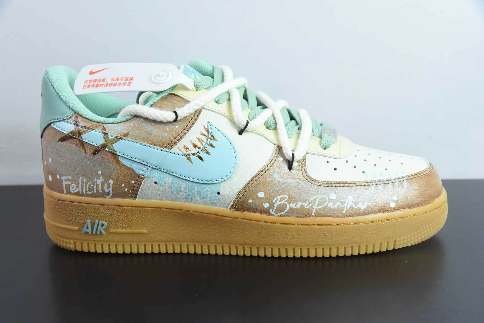 耐克Nike Air Force 1'07 Low Mint Bubble 手绘涂鸦薄荷气泡空军一号低帮休闲板鞋纯原版本 货号：XC2351-505