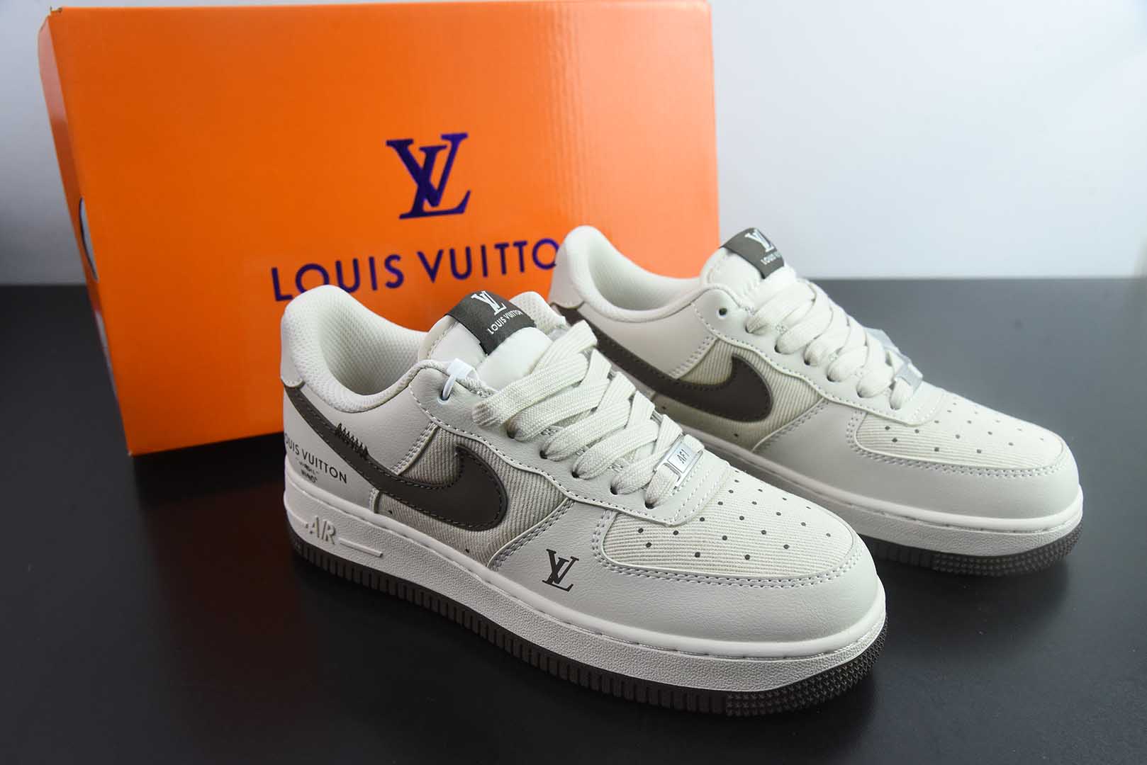 耐克Nike Air Force 1'07 Low LV联名网面拼接米棕空军一号低帮休闲板鞋纯原版本 货号：QW5836-004
